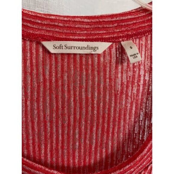 Soft Surroundings Dione Red Poppy Stripe Tee  Women S Knit Top Tunic - Picture 8 of 15